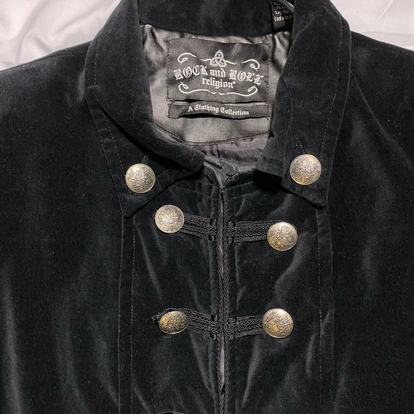 SOLD! RARE Jimi Hendrix Black Velvet Pirate Frock Coat Rock & Roll Religion Sz S - Picture 7 of 12